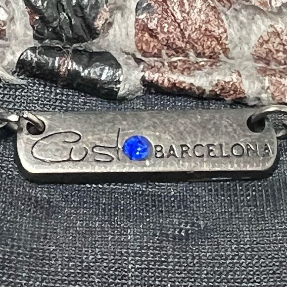 Gusto Barcelona Bohemian Vegan Leather Mini Dress Brown Gray Long Sleeve Size S - Picture 3 of 14